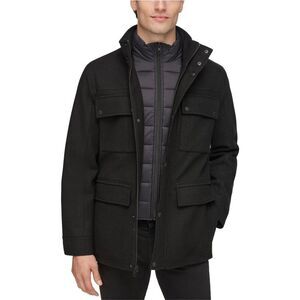 GUESS Mens Quilted Puffer Bib Coat, Black, NWT